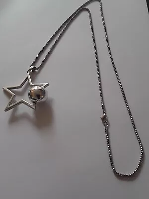 Lovely Long Retro Silver Tone Chain With Large Star Pendant. 28  • £0.99