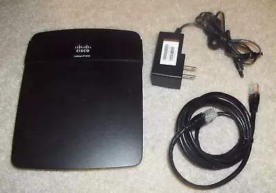 Cisco Linksys E1200 Router 2.4 GHz 4 Ethernet Ports With Power + Lan Cords MINT • $11.59