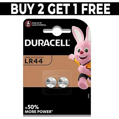 2 Duracell LR44 1.5V Batteries Alkaline Long Lasting Power R44 A76 AG13 SR44SW • £3.25