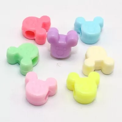 100 Mixed Pastel Color Acrylic Mouse Face Pony Bead 13X12mm For Kids Kandi Craft • $3.32