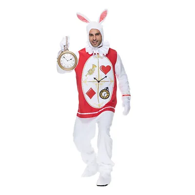 Adult Bunny Costume Men Women Halloween White Rabbit Mascot Suit US • $35.99