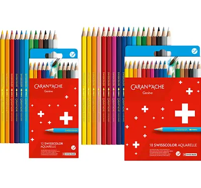 Caran D'Ache Swisscolor Water Soluble Pencils Box Of 12 Or Box Of 18 Assorted • £11.99