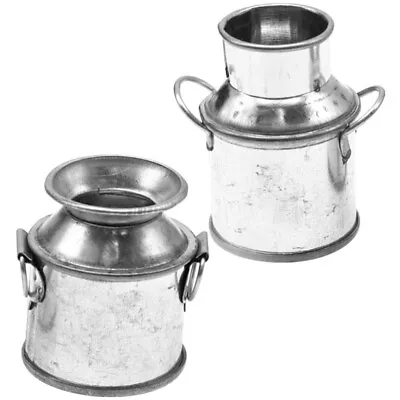 2Pcs Metal Milk Can Galvanized Vase Shabby Chic Jug For Home Decor-ED • £8.58