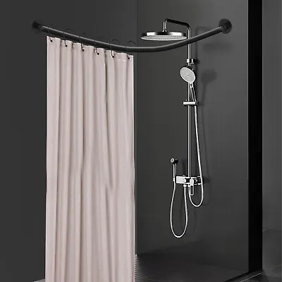 Adjustable Shower Curtain Rod Stainless Steel Bathroom Bath Pole Rail L Shape • $42.75