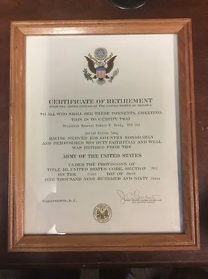 Certificate Of Retirement Brigadier General US Army Historical Document • $149.99