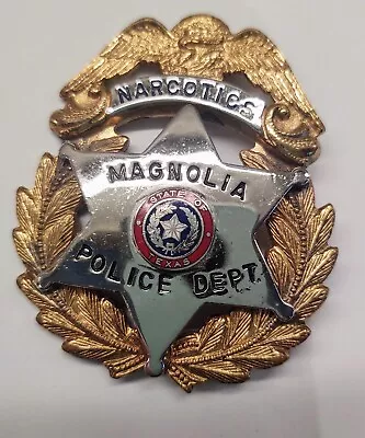 Vintage MAGNOLIA Texas Police Department Badge Narcotics Hi GLO Badge  • $99.99