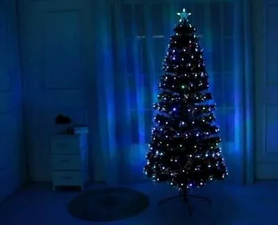 £75.99 • Buy Black Led & Fibre Optic Christmas Xmas Tree Lights Pre Lit Decoration 4-5-6-7FT