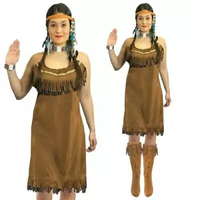 £14.99 • Buy Ladies 5 Piece Fancy Dress Red Indian Costume Pocahontas Native American