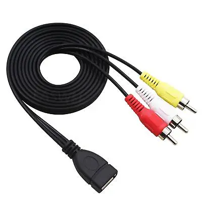 USB To 3RCA Cable 5 Feet/1.5m 2.0 Female Male Jack Splitter Audio Video AV Cord • $6.58