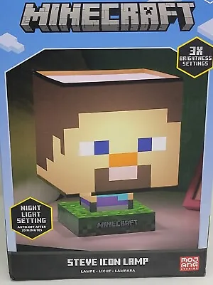 Paladone Minecraft Steve Icon Lamp W/ Night Light Setting 3 Brightness Levels • $29.99