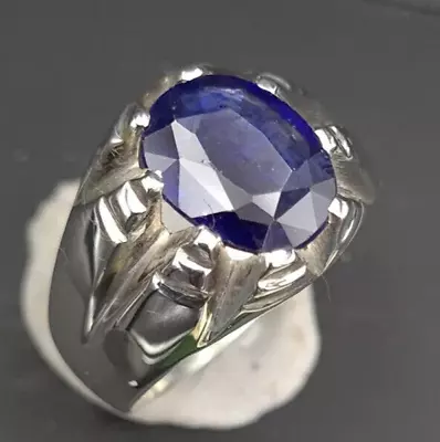 Beautiful Sparkling Dark Blue Sapphire Ring Real Gemstone Jewelry Men Stone Ring • $210