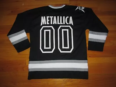 METALLICA Vtg Y2k 2000 Push Head Flamming Skull Hockey Jersey T Shirt Tour L/XL • $249.99