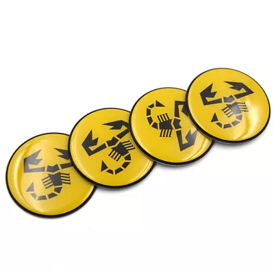 4Pcs Yellow Black Scorpion Logo Car Wheel Center Hub Cap Stickers For Abarth 500 • $14.60