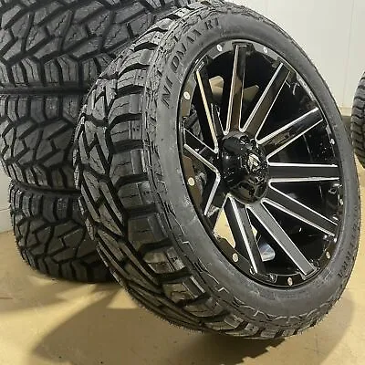 22x10 Fuel D615 Contra Black Wheels Rims 33  AT Tires 5X5 Jeep Wrangler JK JL • $3039.05