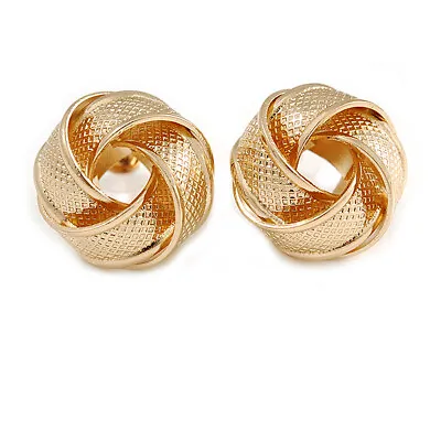 Gold Tone Textured Knot Stud Earrings - 20mm D • £10.90