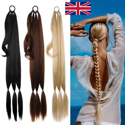 Real As Human Thick Long 30  Wrap On Braids Ponytail Hair Extensions Plait DIY S • £5.79