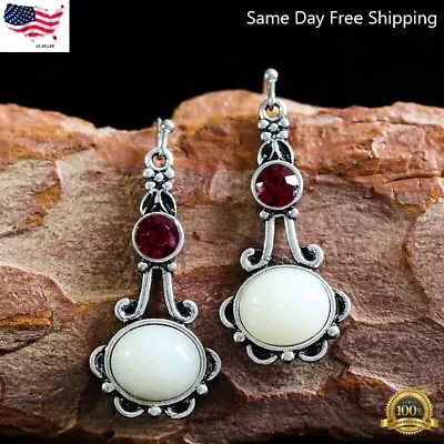 $3.85 • Buy 925 Silver Plated Dangle Drop Earrings Hook Women Turquoise Jewelry Simulated