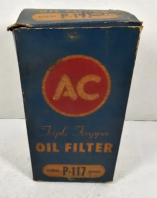 Vintage NOS AC Delco GM Triple Trapper Oil Filter Element P-117 5572425 • $24.29