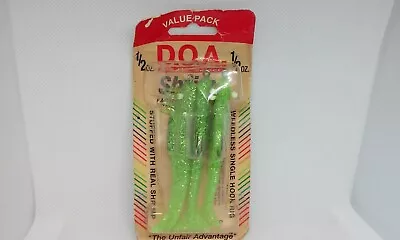 DOA SELECT SHRIMP Chartreuse Flake 3 1/2  Soft Jig 1/2oz Fishing Lure 3 PACK NOS • $13.99