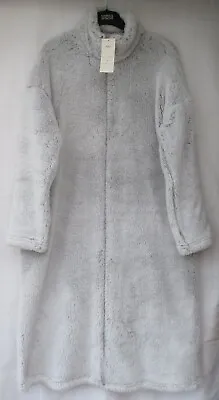 £22.50 • Buy Ladies Marks And Spencer Grey Fleece Zipped Dressing Gown Size M Fit 12 - 14
