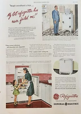 1945 General Electric Refrigerator Vintage Ad Has Never Failed Me • $13.95