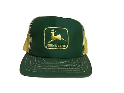 Vtg John Deere Patch Hat Green Yellow Mesh Snapback Trucker Cap USA Louisville • $54.99