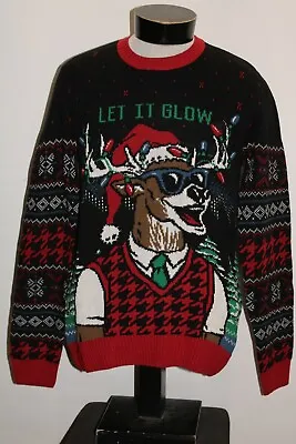 NEW NWT UGLY CHRISTMAS SWEATER MENS Medium M Reindeer Light-up Sweater • $26.59