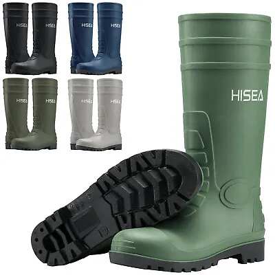 HISEA Men PVC Rain Boots Waterproof Corrosion-Resistant Outdoor Mud Work Boots • $34.89