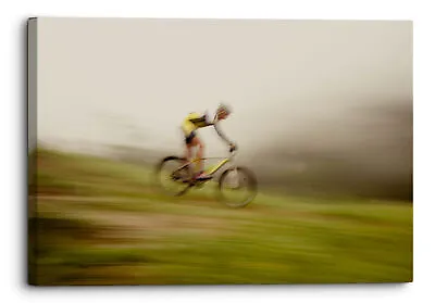 Young Boy Racing High Speed Bicycle Canvas Print Wall Art Picture Home Decor • $86.86