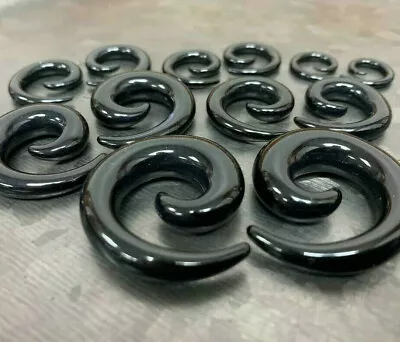 6 PAIR Black Acrylic Spiral Tapers Expander Stretchers Plugs Tunnels 8g Thru 00g • $14.95