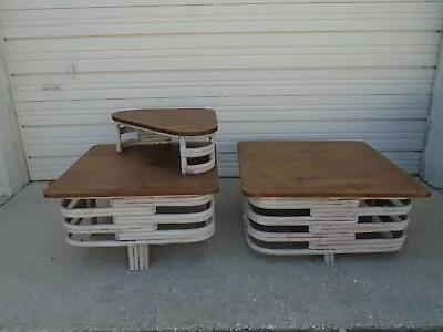 2 Iconic Bamboo Coffee Tables Frankl STY Band Strand Rattan Regency Art Deco Boh • $299