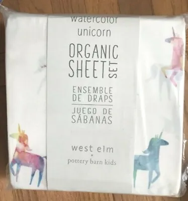 Pottery Barn Kids Unicorn Pastel Watercolor Sheet Set Multi Color Full 4pc New • $119