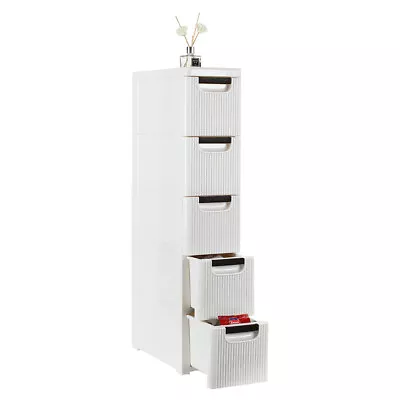 $68.08 • Buy 5-Tire Rolling Cart Organizer Unit Wheels Narrow Slim Container Storage Cabinet