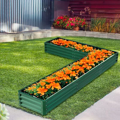 Metal Garden Raised Vegetable Planter Splicable Flower Trough Herb Grow Bed Box • £45.95