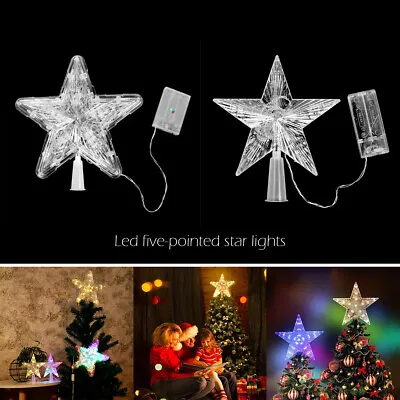NEW Christmas Tree Star Topper Glitter Ornament LED Light Xmas Party Decor Prop • $9.79