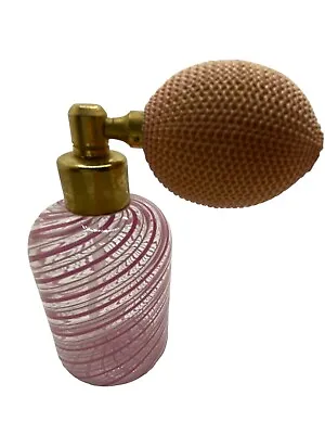 Beautiful Pink & White Art Glass Perfume Atomizer Murano Style Hand Blown 4  • $26.50