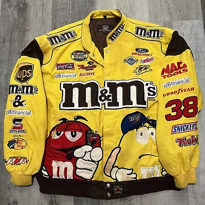 Vintage Jeff Hamilton Elliott Sadler Yellow Nascar Racing M&M Team JH Jacket • $175