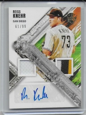 $8 • Buy 2022 Panini Diamond Kings Reiss Knehr Dual Relic Auto RC San Diego Padres /99