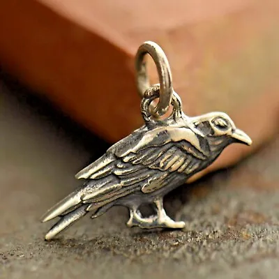 Sterling Silver Raven Charm Halloween Bird Pendant Gothic Goth Necklace 6000 • £19.99