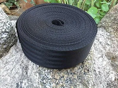 £6.40 • Buy 50mm Webbing Tape (2 Inch) Nylon Black Herringbone Weave Straps Strapping