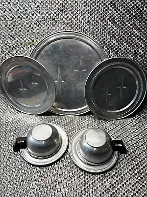 Vintage Aluminum Metal Tea Party Set 7 Pieces Black Handles • $6.99