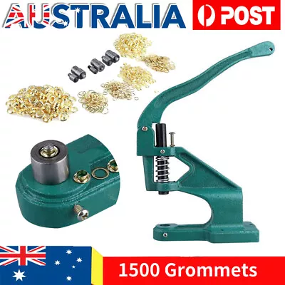 1500 Grommet Eyelet Machine Hand Sanp Button Press Tool Leather Rivets Fastener • $54.98