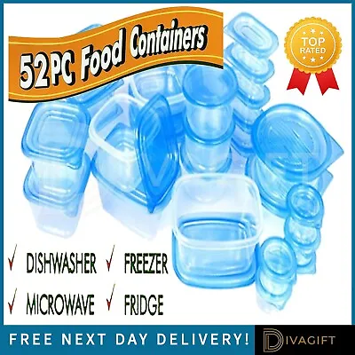 52pc Clear Plastic Food Storage Containers Set Freezer Microwave Safe With Lids • £10.95