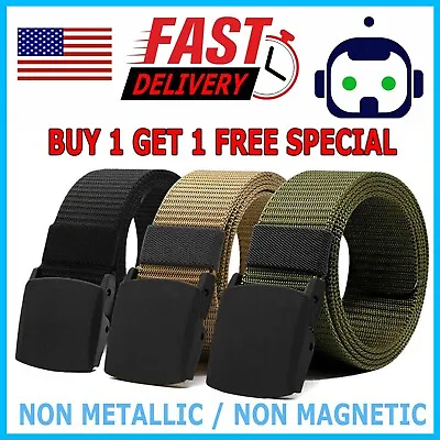 Men's Plastic Cam Buckle Nylon Canvas Tactical Waistband Webbing Military Belt • $5.75