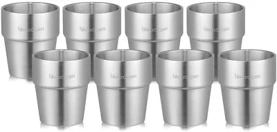 Set Of 8 Stainless Steel Double Wall Cups 300ml Insulated Tumbler Mug Reusable • $62.66