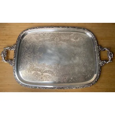 E.G. Webster & Son Silver Plated Handled Tea Tray Platter 3291F Antique ~ 27” • $138