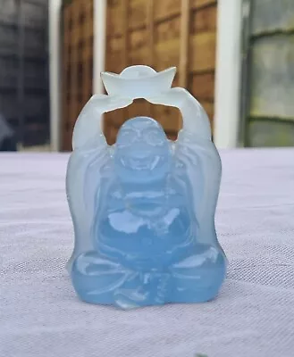 Hand Carved Opalite Laughing Crystal Buddha Financial Victory Polished Gemstone  • £25
