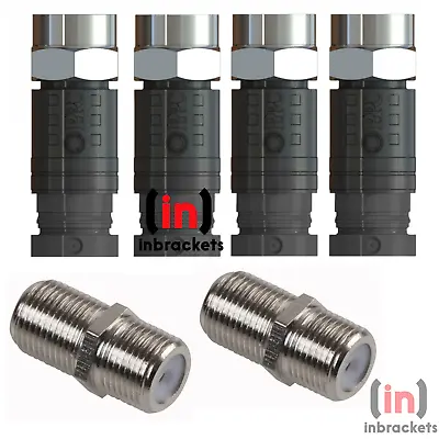 Compression F Connectors Sky Q Sky+hd Twin Cable + Joining Barrels Repair Kit • £3.99