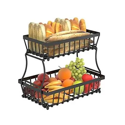 Apsan 2 Tier Countertop Fruit Basket Bowl For Kitchen Bread Vegetable Fruit Bas • $28.77