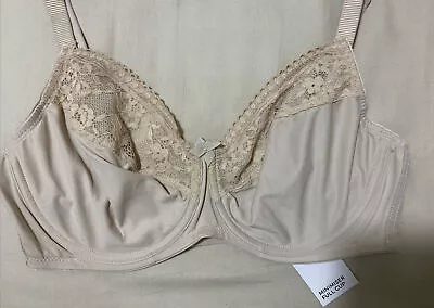 M&S UNDERWIRED MINIMISER Full Cup Bra With LACE In NUDE Size 34DD • £11.99